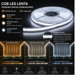 10mm COB LED Lenta Adresējama (Running Water) 6000k IP20 24 Volti 20Metru Rullis 360Led/m
